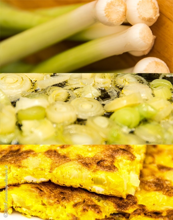 Frittata con porri e aglio fresco