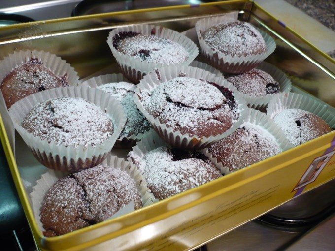 Muffins cioccolato e marmellata di lamponi 
